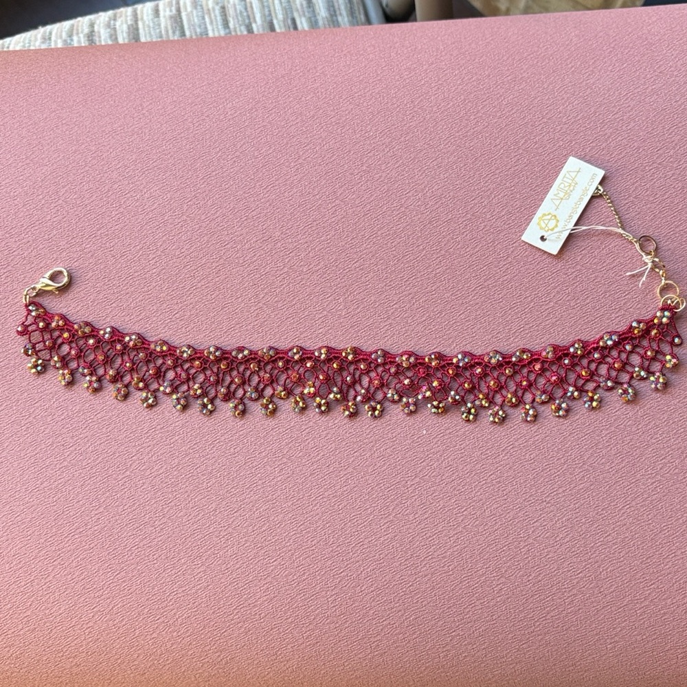 Amrita Singh Red and Gold Necklace - Picture 3 of 4